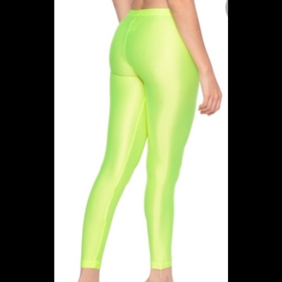 📀 NEON GREEN SHINY DISCO LEGGINGS 📀 - Picture 2 of 7